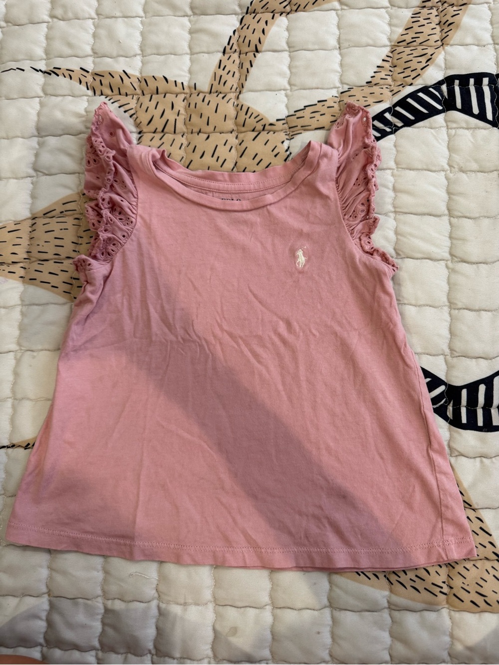 Polo by Ralph Lauren Pink Eyelet Sleeve Tank Top